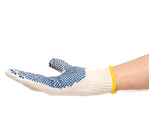 Image showing Male hand wearing working glove