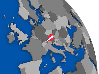 Image showing Austria and its flag on globe
