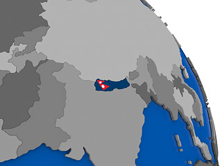 Image showing Nepal and its flag on globe