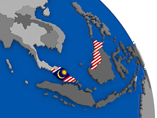 Image showing Malaysia and its flag on globe