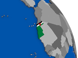 Image showing Western Sahara and its flag on globe