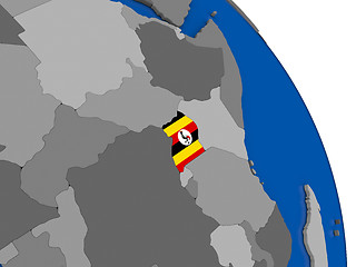 Image showing Uganda and its flag on globe