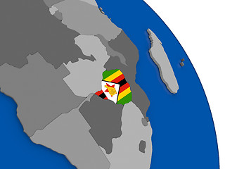 Image showing Zimbabwe and its flag on globe