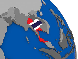 Image showing Thailand and its flag on globe