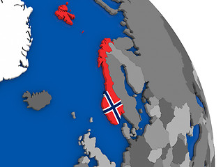 Image showing Norway and its flag on globe