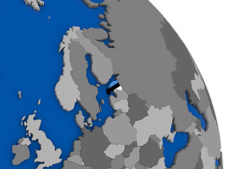Image showing Estonia and its flag on globe