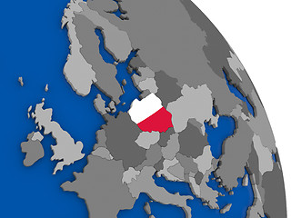 Image showing Poland and its flag on globe