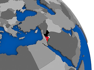 Image showing Jordan and its flag on globe