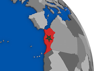 Image showing Morocco and its flag on globe