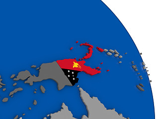Image showing Papua New Guinea and its flag on globe