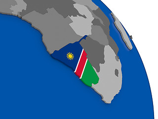 Image showing Namibia and its flag on globe