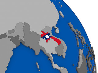 Image showing Laos and its flag on globe