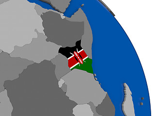 Image showing Kenya and its flag on globe