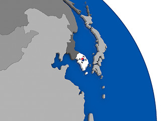 Image showing South Korea and its flag on globe