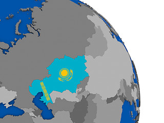 Image showing Kazakhstan and its flag on globe