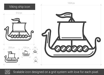 Image showing Viking ship line icon.