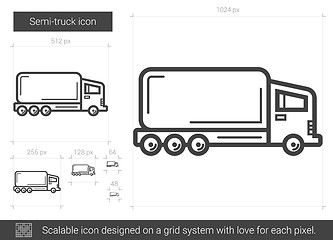 Image showing Semi-truck line icon.