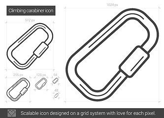 Image showing Climbing carabiner line icon.
