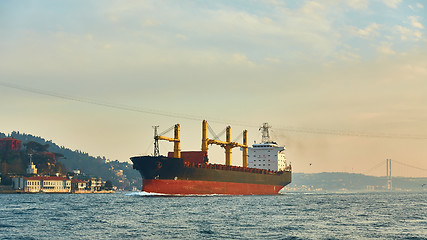 Image showing A cargo ship in the Bosphorus, Istanbul, Turkey.