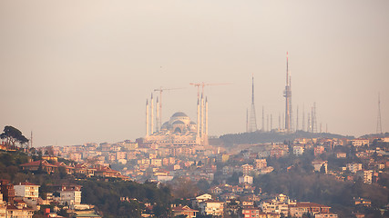 Image showing Istanbul Camlica Mosque or Camlica Tepesi Camii under construction. Camlica Mosque is the largest mosque in Asia Minor. Istanbul, Turkey.