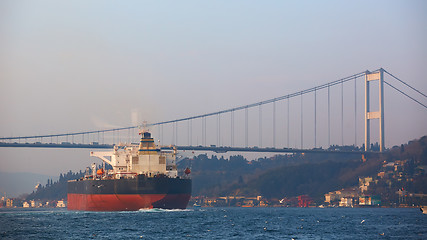 Image showing A cargo ship in the Bosphorus, Istanbul, Turkey.