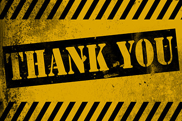 Image showing Thank You sign yellow with stripes