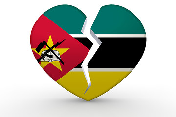 Image showing Broken white heart shape with Mozambique flag