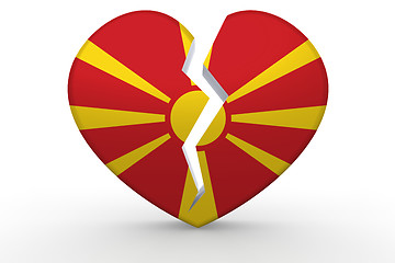 Image showing Broken white heart shape with Macedonia flag