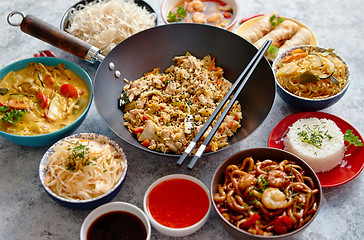 Image showing Chinese food set. Asian style food concept composition.