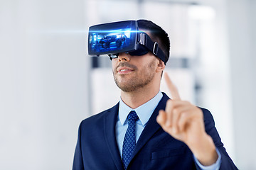 Image showing businessman with virtual reality headset at office