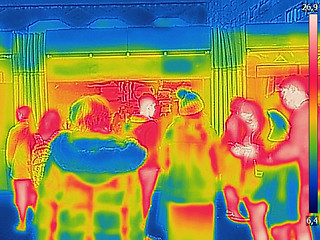 Image showing Infrared Thermal image of people at the city railway station on 