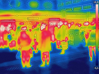 Image showing Infrared Thermal image of people at the city railway station on 