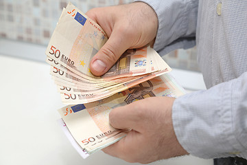 Image showing Counting Euro Cash