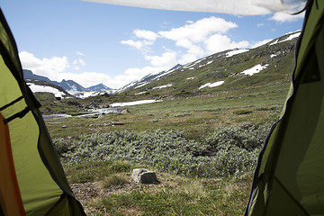 Image showing View from a tent