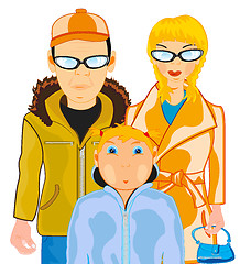 Image showing Household pair with child teenager on white background