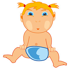 Image showing Small child feminine flap with pigtail.Vector illustration