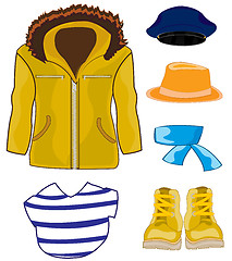 Image showing Male cloth jacket and hat and footwear