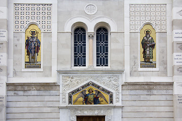 Image showing Mosaic on the facade of San Spiridione Orthodox Church in Triest