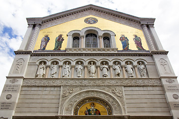 Image showing Mosaic on the facade of San Spiridione Orthodox Church in Triest