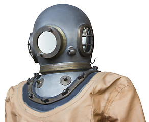 Image showing Old Vintage suit of a diver isolated on white background