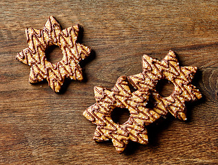 Image showing christmas cookies decorated with chocolate