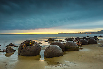 Image showing Moeraki Boulders. Oamaru New Zealand