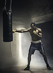 Image showing Boxing training and punching bag