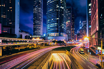 Image showing Street traffic in Hong Kong at night