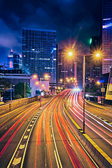 Image showing Street traffic in Hong Kong at night