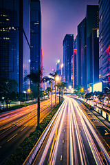 Image showing Street traffic in Hong Kong at night