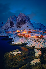 Image showing Hamnoy fishing village on Lofoten Islands, Norway 