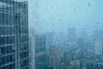 Image showing Rain drops on window