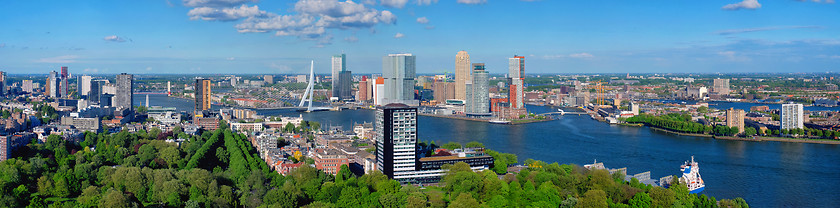 Image showing View of Rotterdam city and the Erasmus bridge