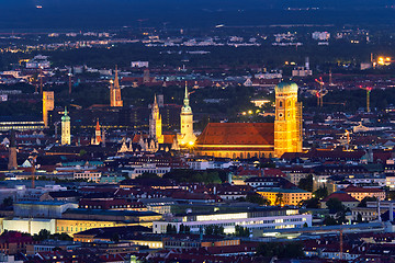 Image showing Night aerial view of Munich, Germany